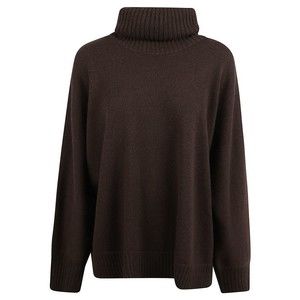 Alberta Ferretti Coffee Brown Turtleneck Sweater With Ribbed Detailing - NWT